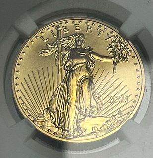Last Minute! 2021 American Gold Eagle $25 1/2 ozt Type 2 NGC MS70 First Day Of Issue