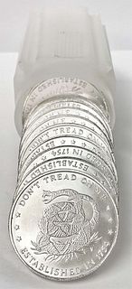 Roll (20-coins) Don't Tread On Me 1 ozt .999 Silver