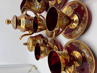 Italian Red and gold Murano glass set