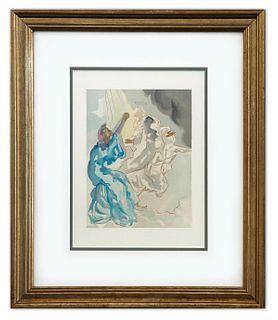 Salvador Dali- Original Color Woodcut on B.F.K. Rives Paper "Paradise 5"