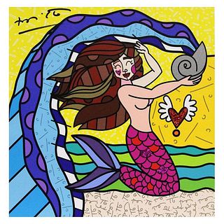Britto, "Aquarius White" Hand Signed Limited Edition Giclee on Canvas; Authenticated.