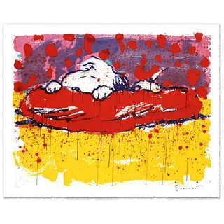 Pig Out Limited Edition Hand Pulled Original Lithograph by Renowned Charles Schulz Protege, Tom Everhart. Numbered and Hand Signed by the Artist, with
