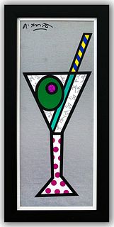 Romero Britto- Giclee on canvas "Silver Martini"