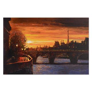 Howard Behrens (1933-2014), "Twilight On The Seine II" Limited Edition on Canvas, Numbered and Signed with COA.