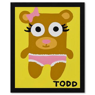 Todd Goldman, "Honey Bear" Framed Original Acrylic Painting on Canvas, Hand Signed with Letter of Authenticity.