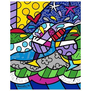 Britto, "Wine Country Purple" Hand Signed Limited Edition Giclee on Canvas; COA