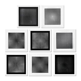 Victor Vasarely (1908-1997), "Trois Dimensions Optique de la sÃ©rie Cinetiques (Set of 8)" Framed 1973 Dimensional Art with Letter of Authenticity