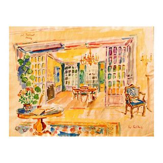 Wayne Ensrud "The Dining Salon of Chateau Bouscaut" Watercolor Original Artwork; Hand Signed; COA