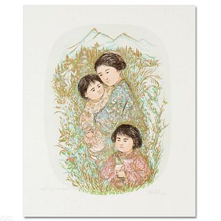 Leaving the Garden Limited Edition Lithograph by Edna Hibel, Numbered and Hand Signed with Certificate of Authenticity.