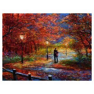 Vadik Suljakov, "Embracing Autumn" Hand Embellished Limited Edition on Canvas, Numbered and Hand Signed with Certificate of Authenticity.