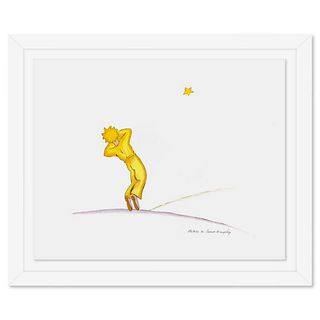 Antoine de Saint-Exupery 1900-1944 (After), "The Little Prince Falling Asleep" Framed Limited Edition Lithograph with Certificate of Authenticity.