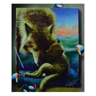 Ferjo, "Cuddle Up with Mom" Limited Edition on Canvas, Numbered and Signed with Letter of Authenticity.