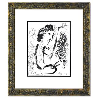 Marc Chagall (1887-1985), "In Front of the Picture" Framed Lithograph on Paper, with Letter of Authenticity.