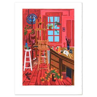 Edward Sokol, "Artist Studio" Limited Edition Lithograph, Numbered and Hand Signed with Letter of Authenticity