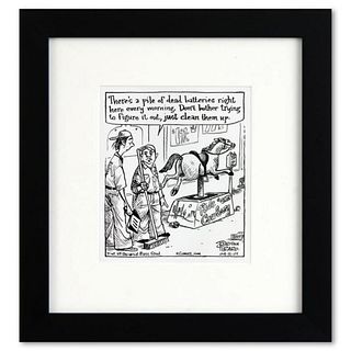 Bizarro, "Dead Batteries" is a Framed Original Pen & Ink Drawing by Dan Piraro, Hand Signed with Letter of Authenticity.