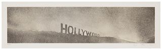 Edward Ruscha (b. 1937), "Hollywood In The Rain," From "Hollywood Collects," 1970, Offset lithograph on paper, Image: 8.125" H x 32.75" W; Sheet: 10.5