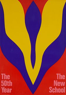 After Jack Youngman (1926-2020), "The 50th Year, The New School," 1969, Screenprint in colors on paper, Sight: 34.25" H x 24.25" W