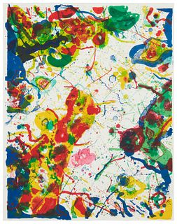 Sam Francis (1923-1994 American), "Untitled - SF 297," 1987, Lithograph and screenprint in colors on paper, Image/Sheet: 37" H x 28.5" W