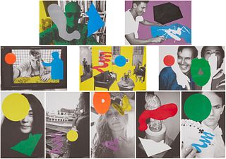 John Baldessari (1931-2020), "Visionaire 64 Art Portfolio, Green Edition" 2014, 10 screenprints with embossed color interventions on thick paper in a 