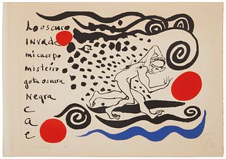 Alexander Calder (1899-1976), "Lo Oscuro Invade," 1970, Lithograph in colors on paper, Image/Sheet: 28.25" H x 40.5" W