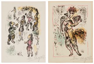 Marc Chagall (1887-1985), Plate 5 from "La Feerie et le Royaume," and Plate 3 from "La Feerie et le Royaume," 1972, Lithograph in colors on Arches pap