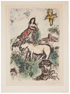 Marc Chagall (1887-1985), "Un Jardin Perdu," Lithograph in colors on wove paper, Image: 23.75" H x 15.75" W; Sheet: 30" H x 21.5" W