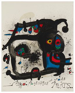 Joan Miro (1893-1983), "Homenatge a Joan Prats," 1972, Lithograph in colors on wove paper, Image/Sheet: 29.5" H x 22.75" W