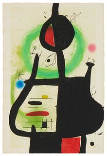Joan Miro (1893-1983), La Sorciere, 1969, Etching and aquatint in colors with carborundum on Arches paper, Plate: 39" H x 23.5" W; Sheet: 41.5" H x 27