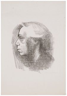Kathe Kollwitz (1867-1945), "Selbsbildnis (Self-portrait)," 1919, Lithograph on tissue-thin Japon paper, Image: 13.375" H x 11.125" W; Sheet: 24.25" H