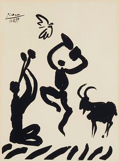 After Pablo Picasso (1881-1973), "La Danse du Berger," 1959, Lithograph on paper, Sight: 22.5" H x 16.5" W