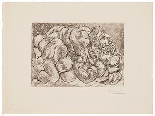 Pablo Picasso (1881-1973), "Le Viol, IV," Plate 29 from "La Suite Vollard," 1933, Etching and drypoint on Montval paper, watermark Vollard, Plate: 17.