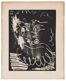 Pablo Picasso (1881-1973), "Tete d' Homme Barbu," 1966, Lithograph on paper, watermark Arches, Image: 15.25" H x 10.75" W; Sheet: 22.375" H x 15.125" 