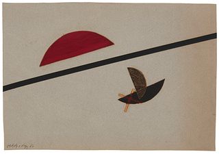 Laszlo Moholy-Nagy (1896-1962), Untitled, circa 1923, Collage with mixed media on grayish paper, 10.25" H x 15" W