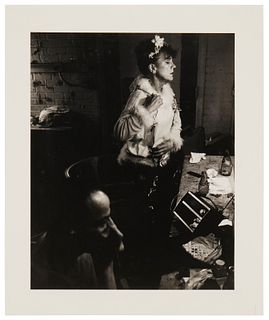Peter Hujar (1934-1987), "Barbara Backstage in Ruth Ruth at the Pyramid," Gelatin silver print on paper, Image: 16.5" H x 12.5" W; Sheet: 20" H x 16" 