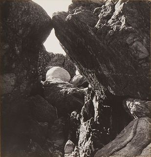 Imogen Cunningham (1883-1976), "Rock at Big Sur," 1964, Gelatin silver print on paper laid to mat board, as issued, Image/Sheet: 11.25" H x 10.75" W; 