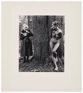 Judy Dater (b. 1941), "Imogen and Twinka at Yosemite," 1974, Gelatin silver print on paper laid to mat board, as issued, Image/Sheet: 9.375" H x 7.375