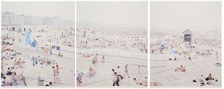 Massimo Vitali (b. 1944), "Knokke (from A Portfolio of Landscapes and Figures)," triptych, 2006, Offset lithographs in colors on paper, Each: 33.8" H 