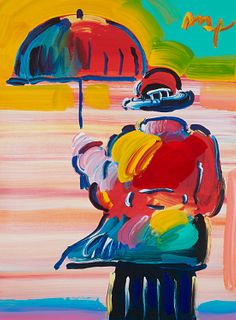 Peter Max (b.1937), "Umbrella Man," 2005, Mixed media and acrylic in colors on paper mounted to foamboard, in a mount with portions designed by the ar