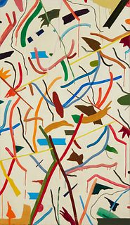 David Schirm (b. 1945), "Reaching for Edges," 1976, Mixed media on canvas, 67.75" H x 39.5" W