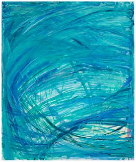 Susan Moss (b. 1944), "Aqua Peace," 1994-2007, Oil on linen, 72.25" H x 60.25" W