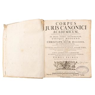 Henr., Christoph.  Corpus Juris Canonici Academicum, Emendatum et Notis P. Lancellotti Illustratum in Duos Tomos Distributum...1773.