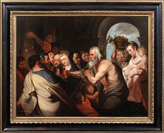 DIOGENES LOOKING FOR AN HONEST MAN OIL PAINTING