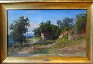 VIEW OF A PASSAGE NEAR LAKE ALBANO OIL PAINTING