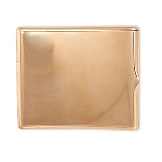FABERGE, AN ANTIQUE GOLD CIGARETTE CASE in 56 zolotnik gold, the curved body with a hinged lid re...