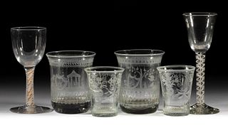 ASSORTED 18TH AND 19TH CENTURY GLASS ARTICLES, LOT OF SIX