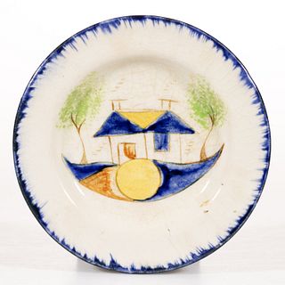 ENGLISH SHELL EDGE HAND-PAINTED CUP PLATE