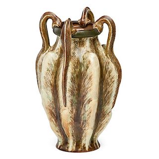 MARTIN BROTHERS Large vase with snake handles
