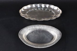 Two Oval Fluted Sterling Silver Bread Bowls