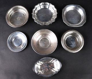 Seven Small Sterling Silver Dishes
