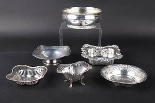 Six Sterling Silver Bowls, Square and Circular
